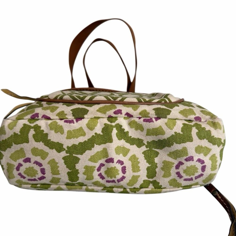 Fossil Y2K Canvas Key-Per Crossbody Bag Green Geometric Adjustable Shoulder EUC - Picture 3 of 15